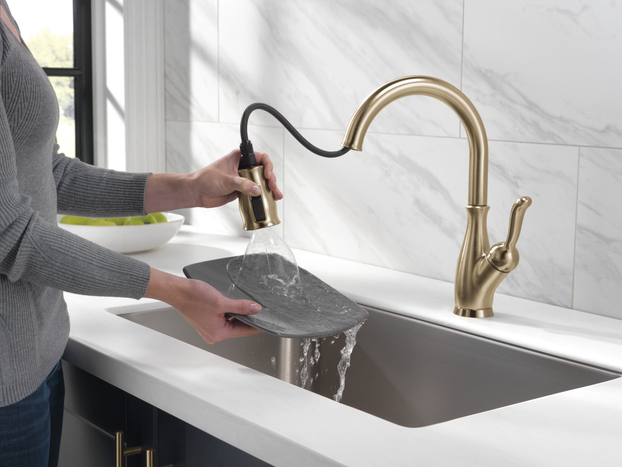Pull-Down Kitchen with Soap Disp Bundle in Champagne Bronze FVS2