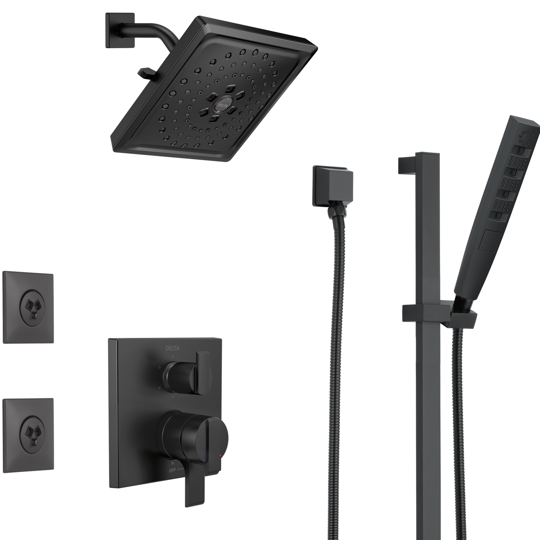 Solar Matt Black Round Shower Wall Outlet