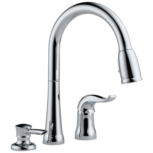 Single Handle Pull-Down Kitchen Faucet with Soap Dispenser in 