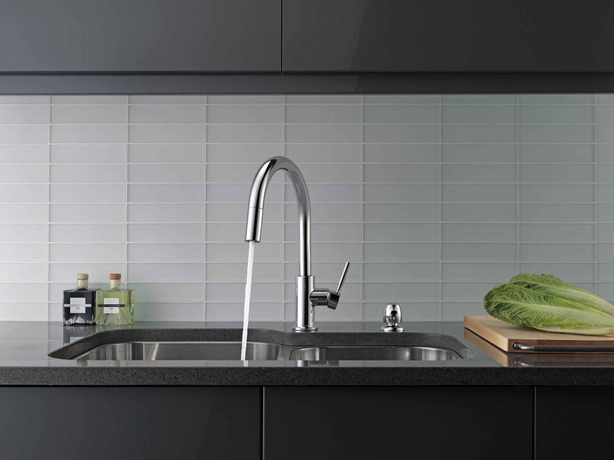 Single Handle Pull-Down Kitchen Faucet with Soap Dispenser in