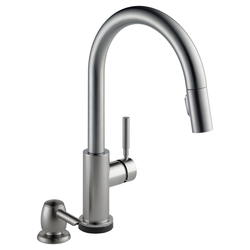Single Handle Pull-Down Kitchen Faucet with Touch<sub>2</sub>O® Technology Technology and Soap Dispenser