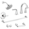 Widespread Lavatory Faucet with 14 Series Shower Trim and Bathroom Accessories Bundle
