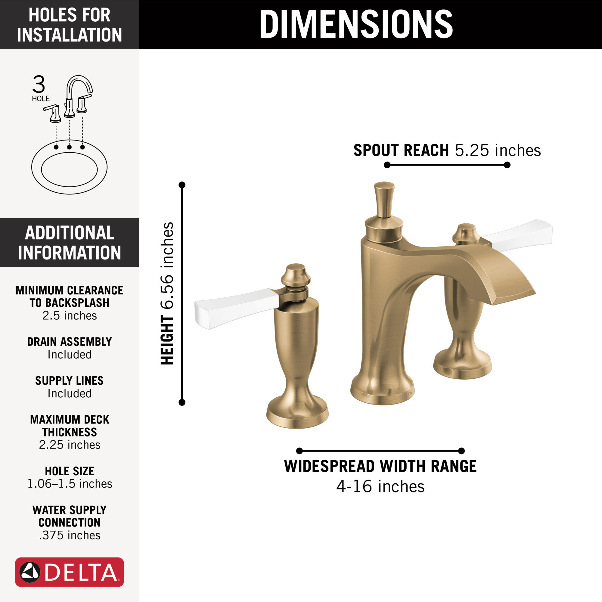 Two Handle Widespread Bathroom Faucet in Champagne Bronze