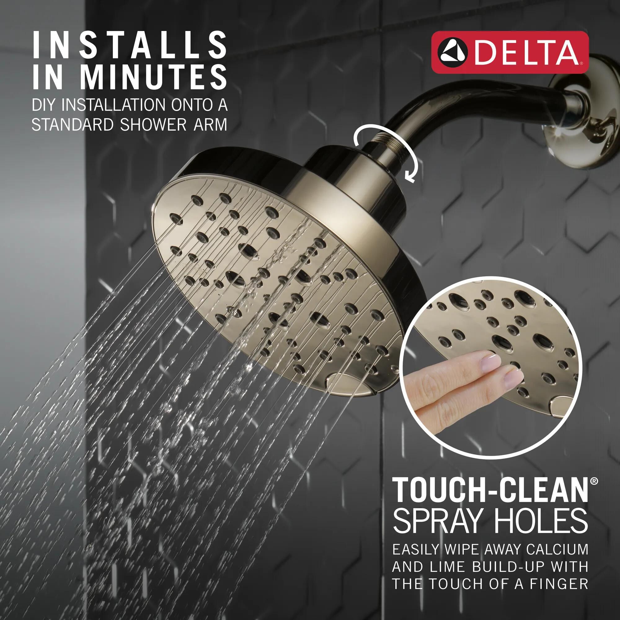 H2Okinetic® 5-Setting Contemporary Raincan Shower Head in Lumicoat