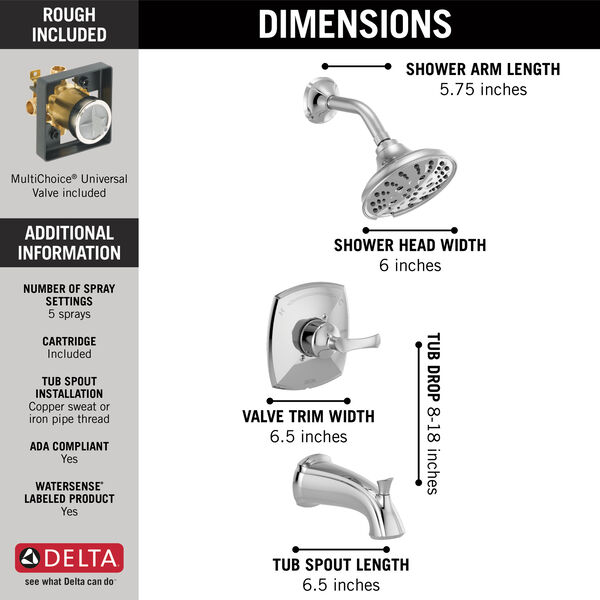 Monitor® 14 Series Tub & Shower Trim in Chrome 144748 Delta Faucet