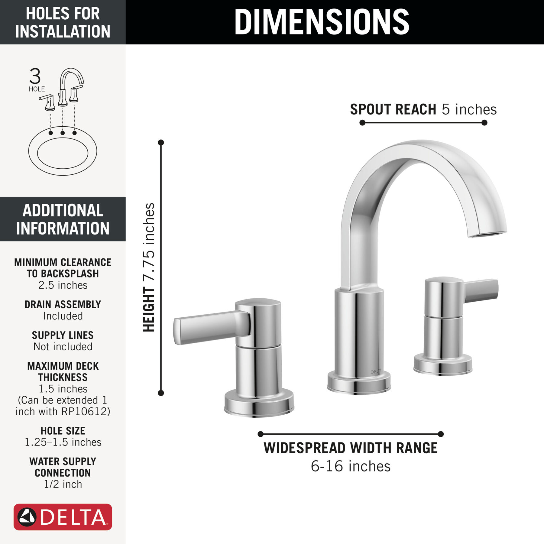 Two Handle Widespread Bathroom Faucet, image 1