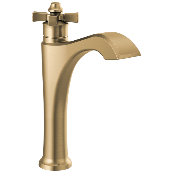 Single Handle Mid-Height Vessel Bathroom Faucet in Champagne