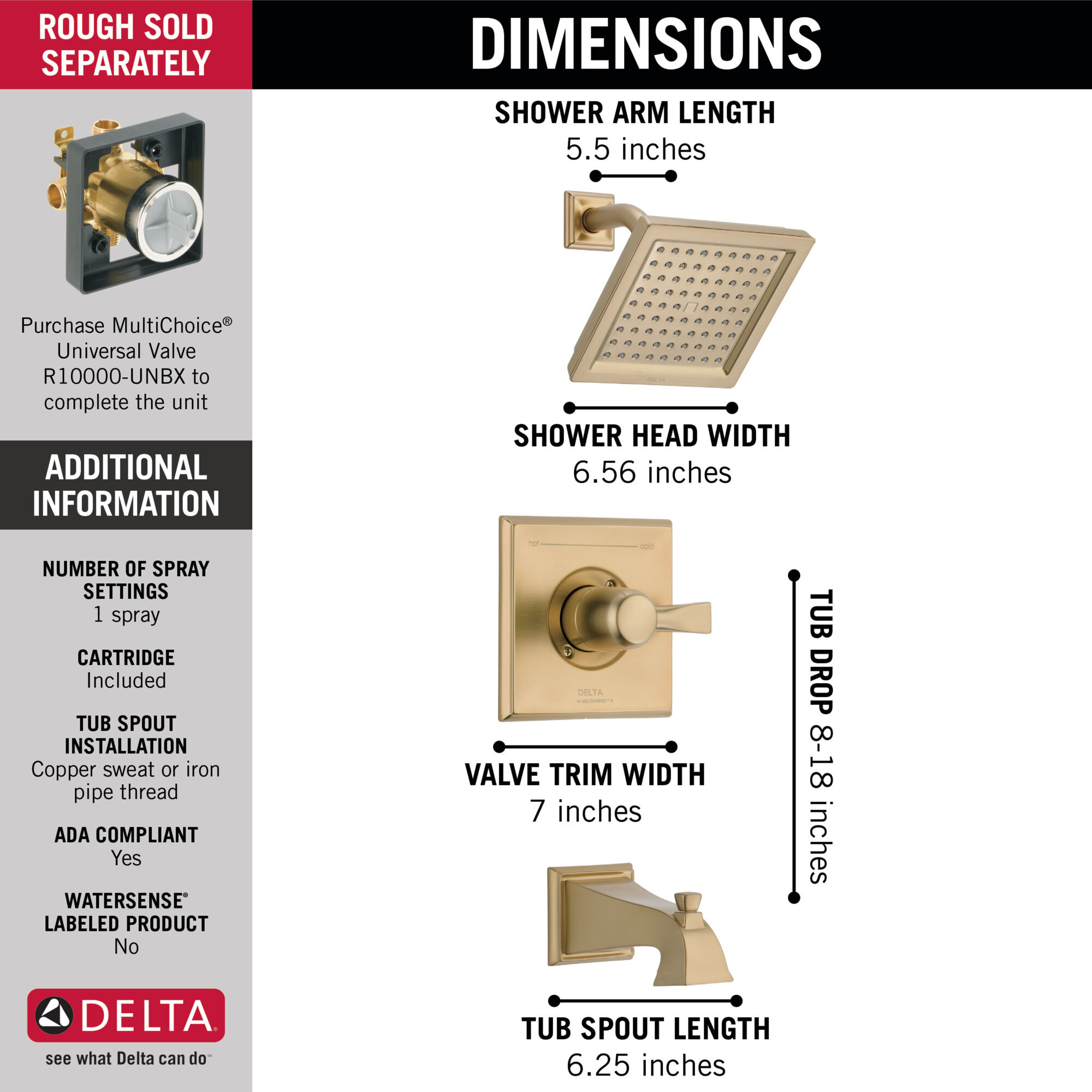 Monitor® 14 Series Tub & Shower Trim in Champagne Bronze T14451-CZ