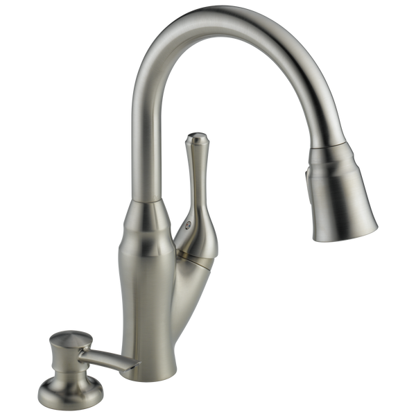Single Handle Pull-Down Kitchen Faucet with Soap Dispenser in