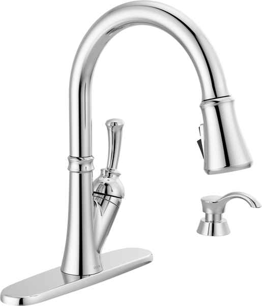 Single Handle Pull-Down Kitchen Faucet with Soap Dispenser and