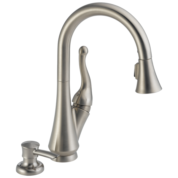 Single Handle Pull-Down Kitchen Faucet with Soap Dispenser in