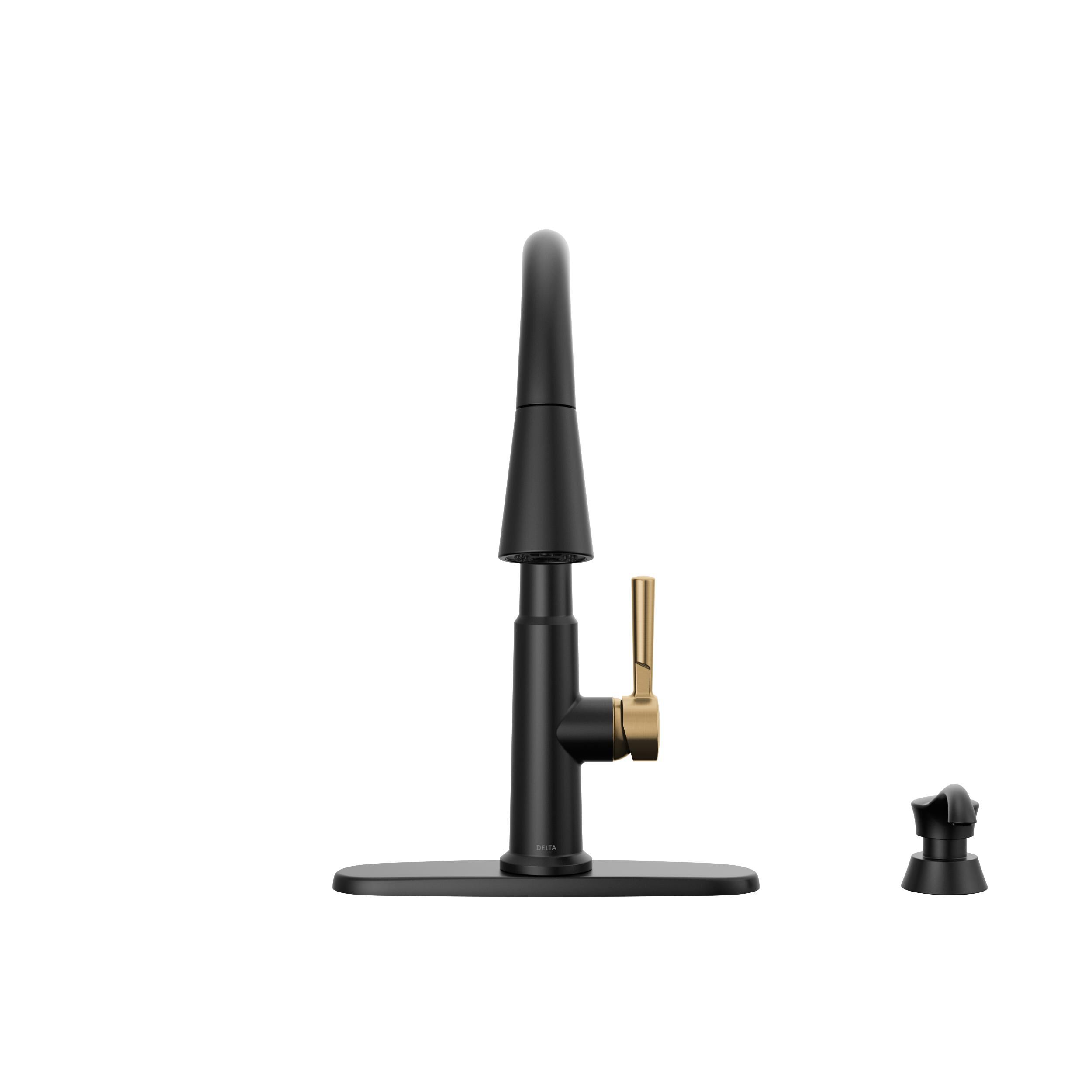 Single Handle Pull-Down Kitchen Faucet with Soap Dispenser and