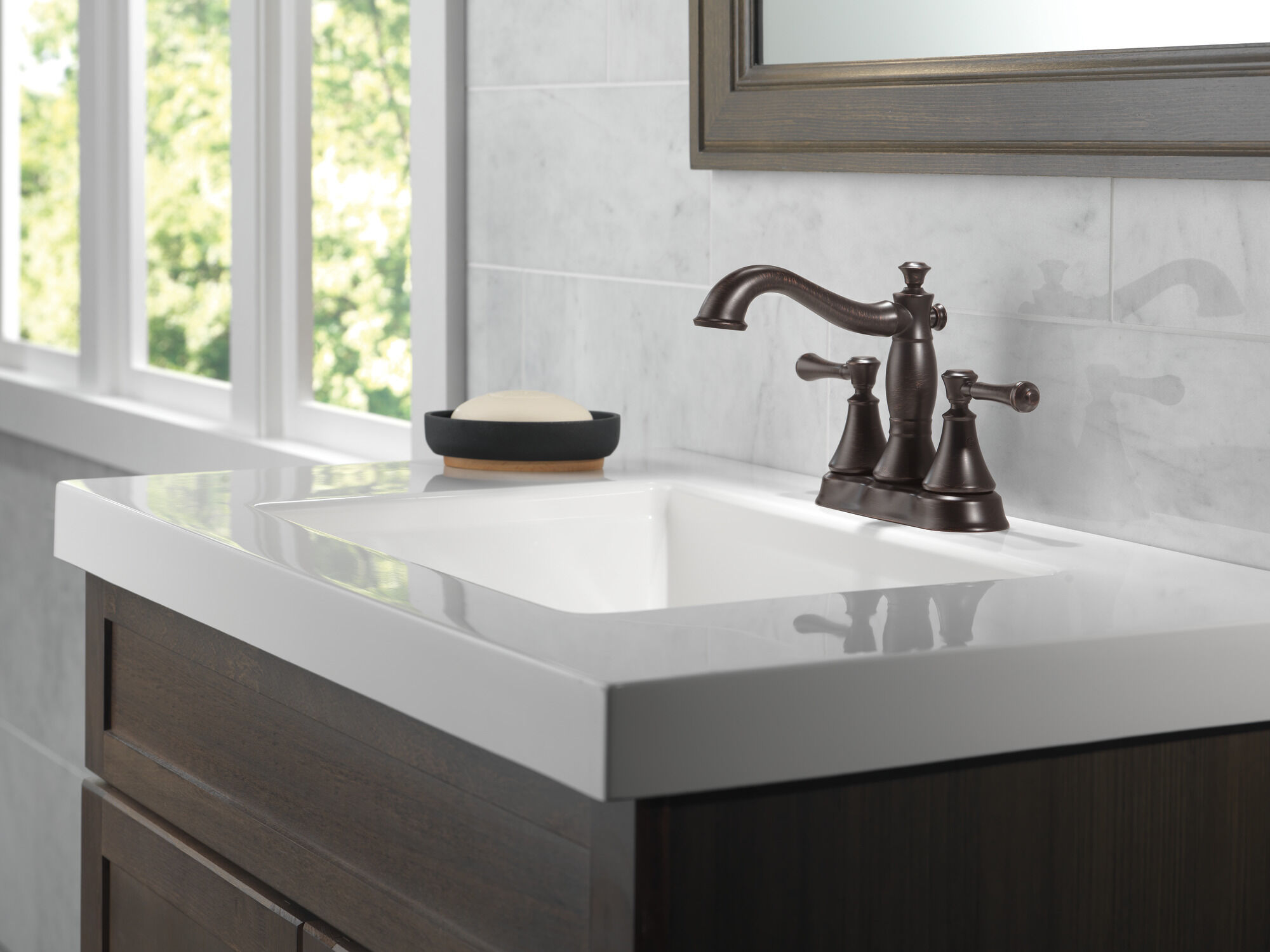 Two Handle Centerset Bathroom Faucet - Metal Pop-Up in Venetian