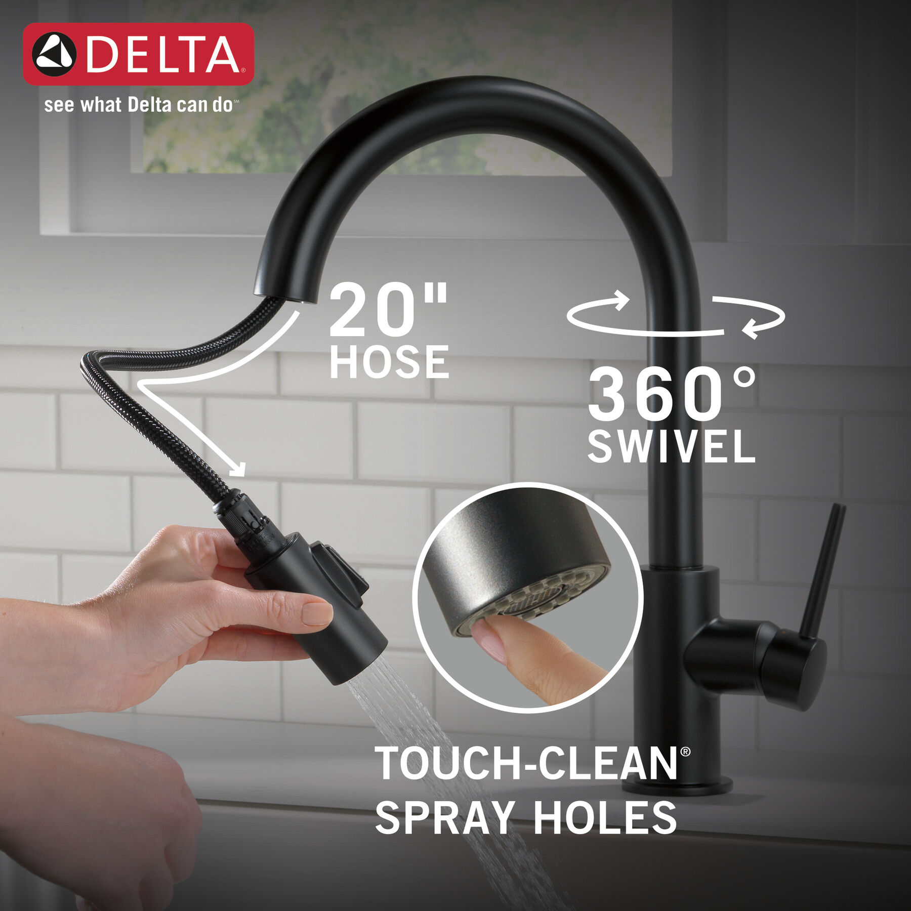 Single Handle PullDown Kitchen Faucet in Matte Black 9159BLDST