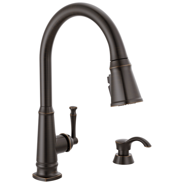 Single Handle PullDown Kitchen Faucet with Soap Dispenser and ShieldSpray  Technology