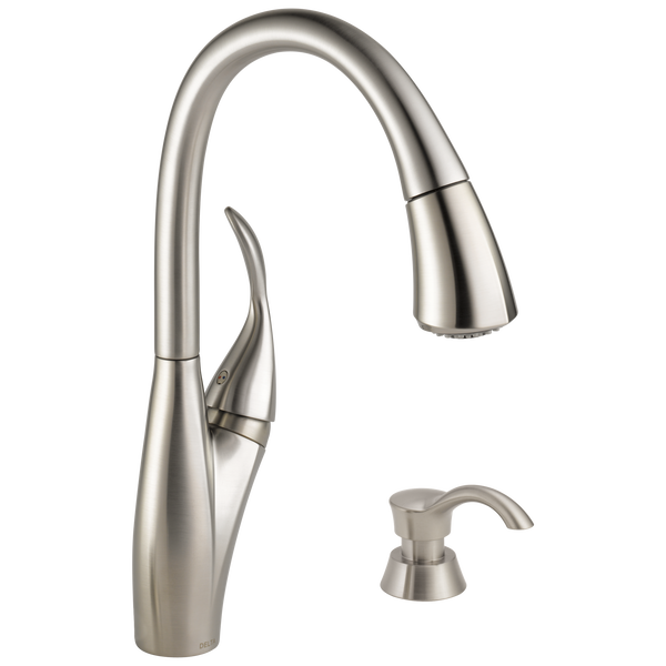 Single Handle Pull Down Kitchen Faucet With Magnatite And Soap Dispenser 19932z Spsd Dst Delta Faucet