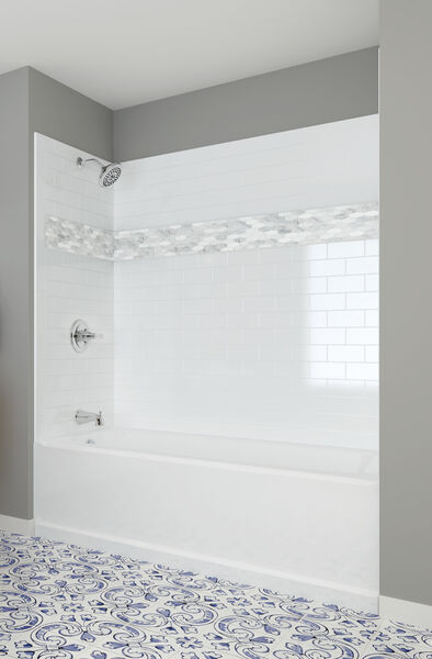 60 X 32 Bathtub Wall Set In, Black Tile Tub Surround