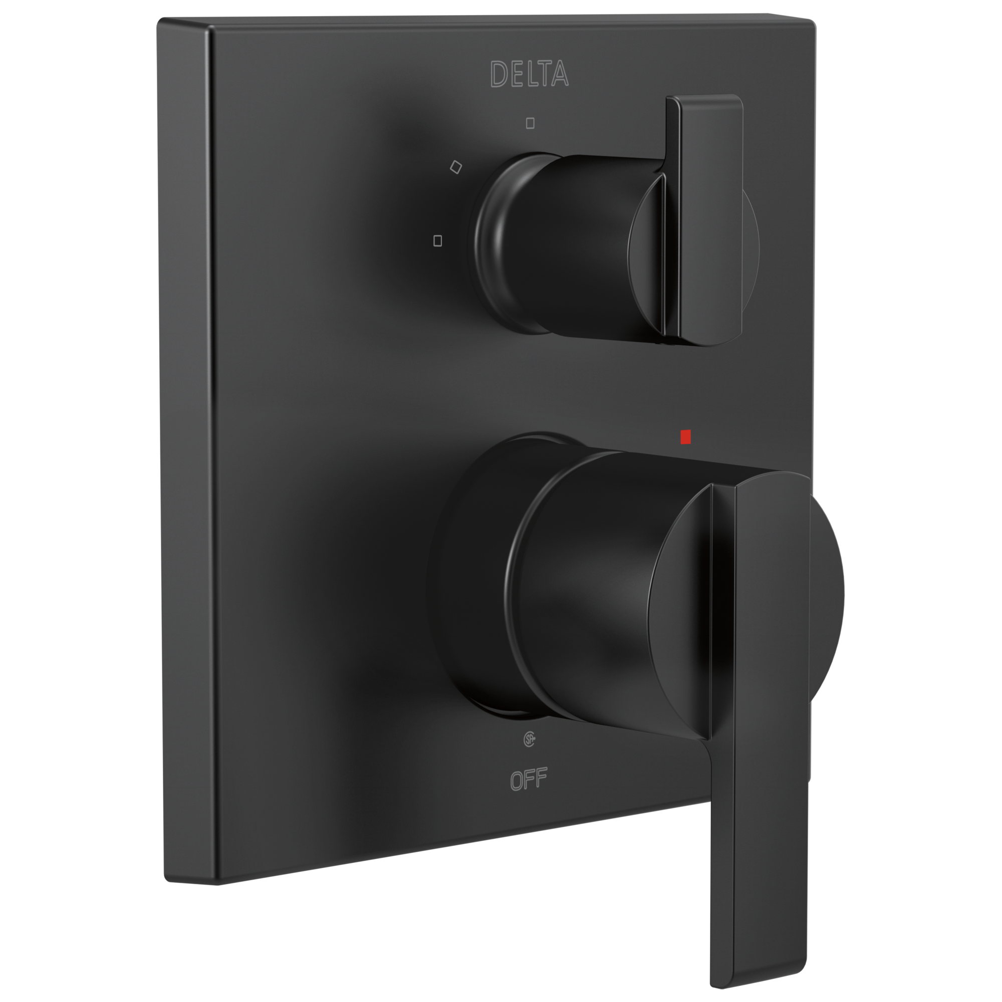 Delta Faucet Ara® Angular Modern Monitor 14 Pressure Balance Valve Trim - 3-Setting Integrated Diverter in Matte Black