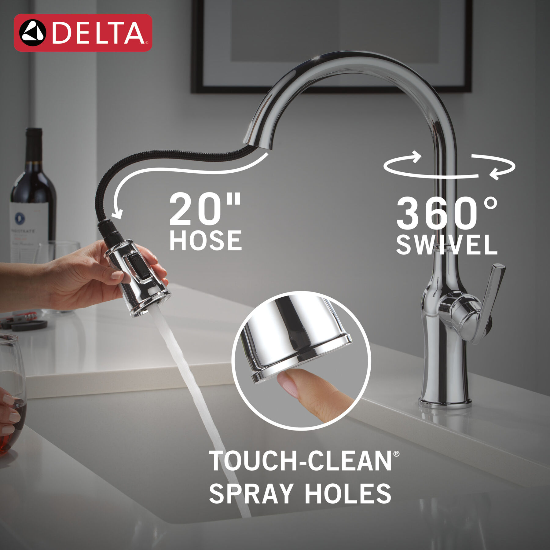 Single Handle Pull-Down Kitchen Faucet, image 6