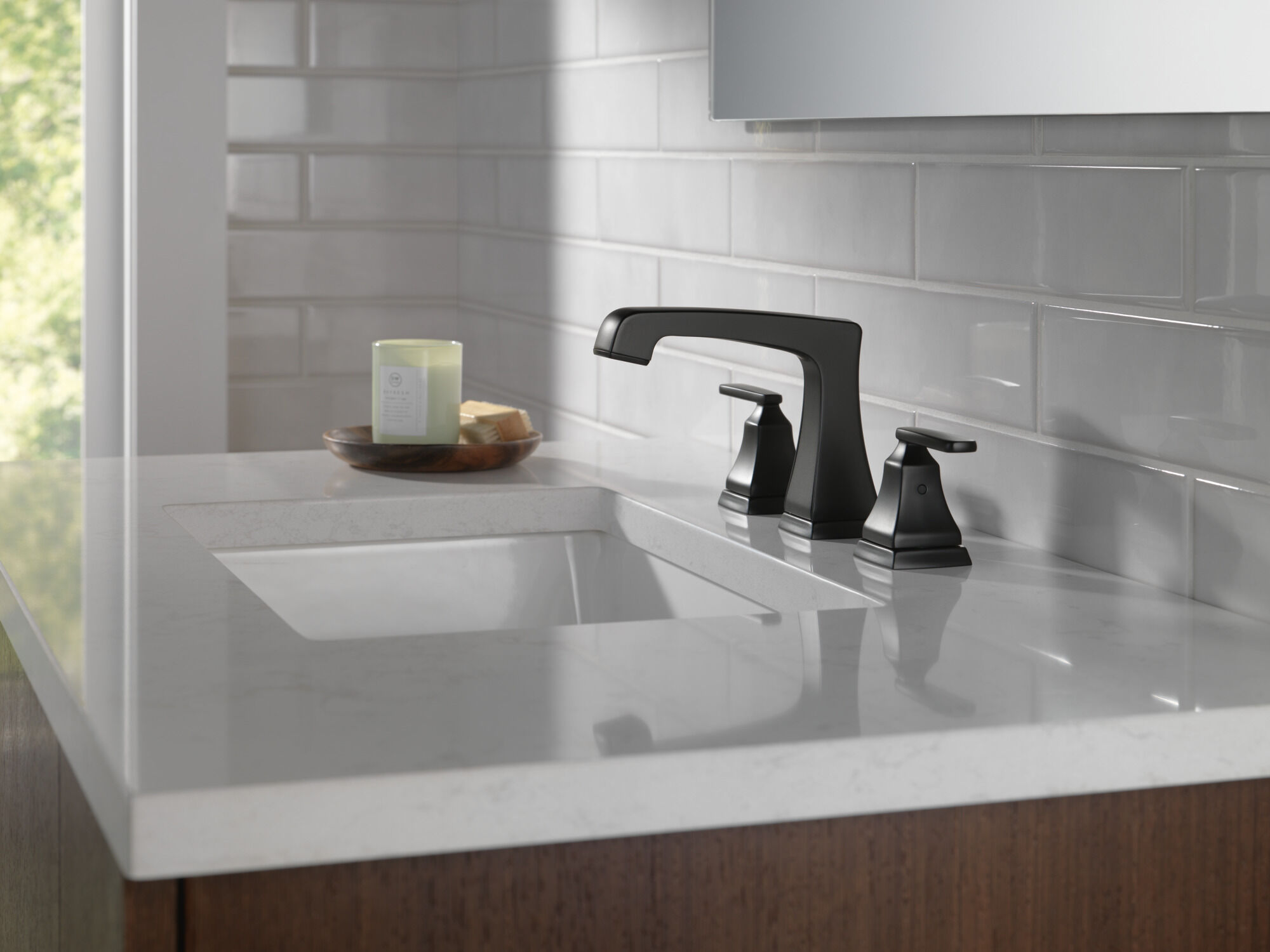 Two Handle Widespread Lavatory Faucet - Metal Pop-Up in Matte
