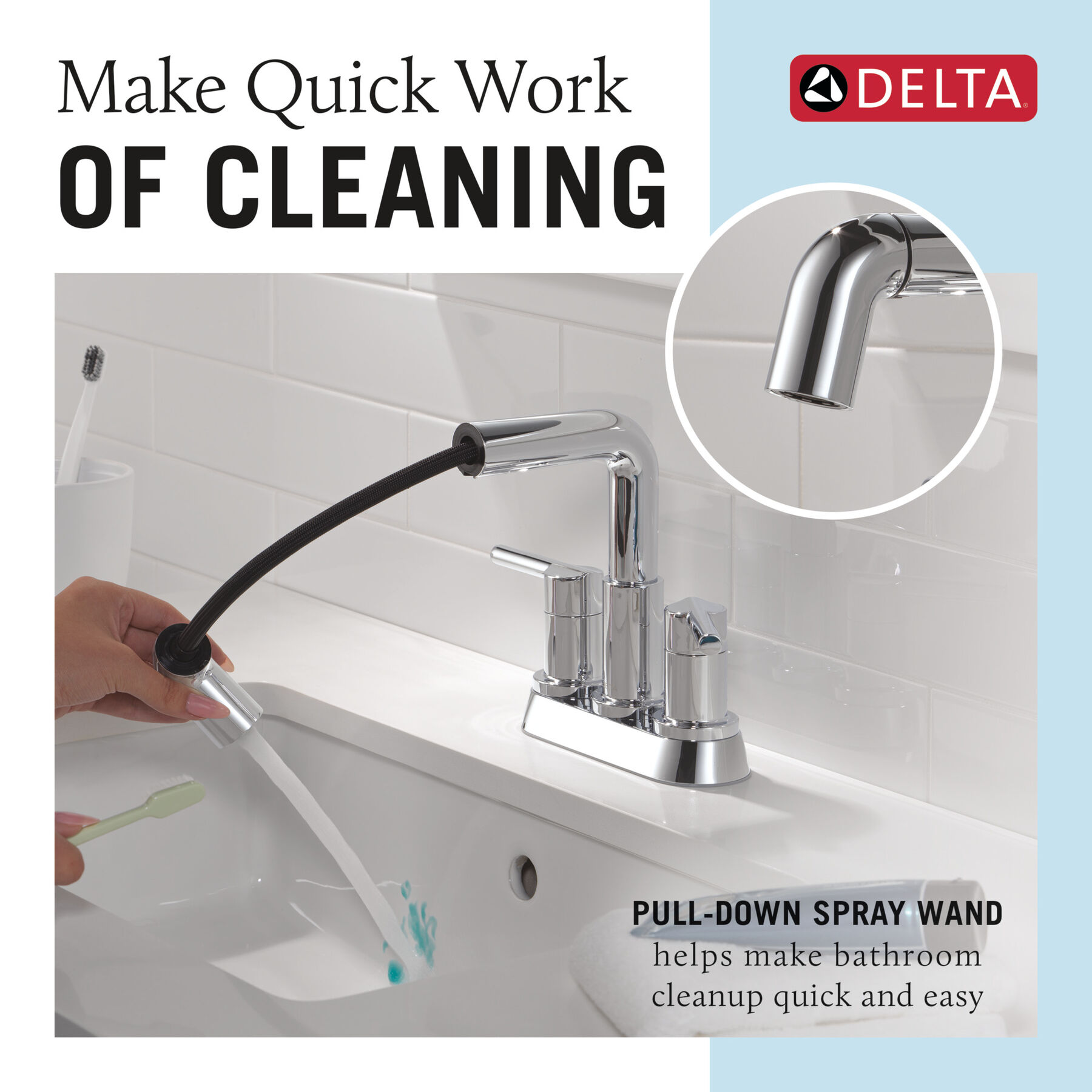 Two Handle Centerset Pull-Down Bathroom Faucet in Chrome 25849LF-PD ...