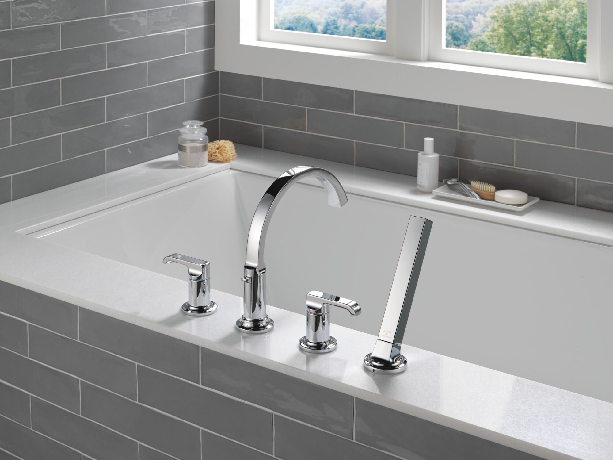 Roman Tub Handles - Lever in Lumicoat® Chrome H588-PR | Delta Faucet