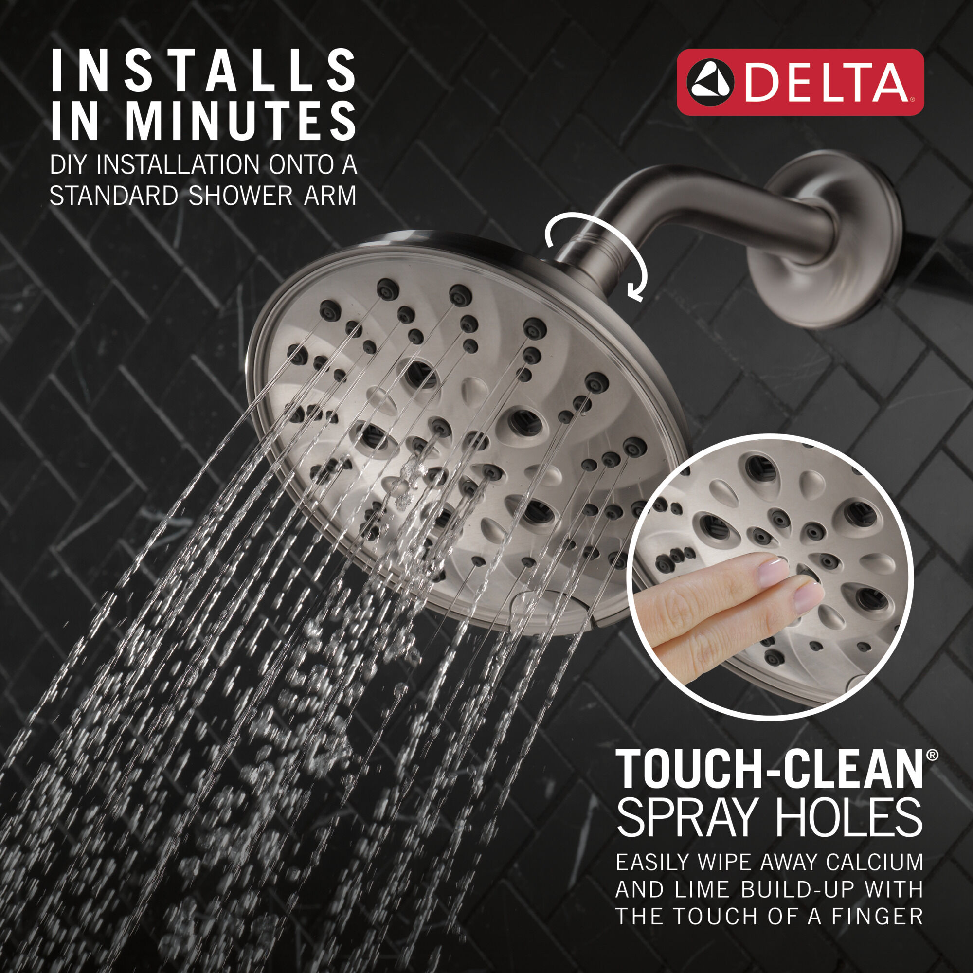 H2Okinetic® 5-Setting Traditional Raincan Shower Head in Lumicoat