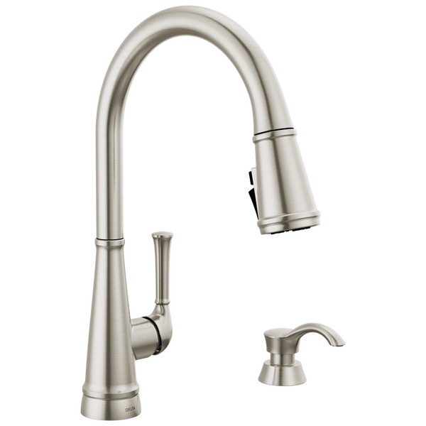 Single Handle Pull-Down Kitchen Faucet with Soap Dispenser and