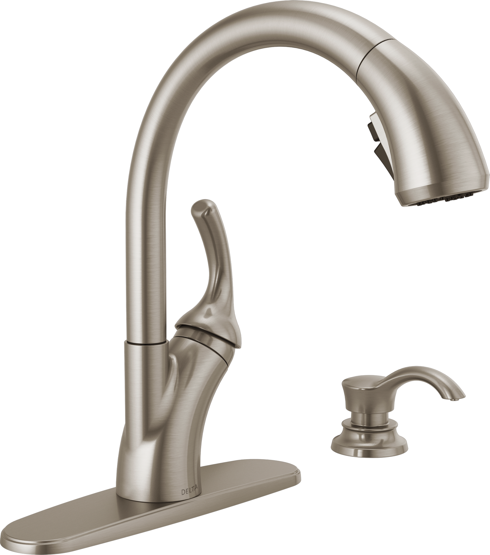 サト Single Handle Pull-Out Kitchen Faucet with Soap Dispenser and