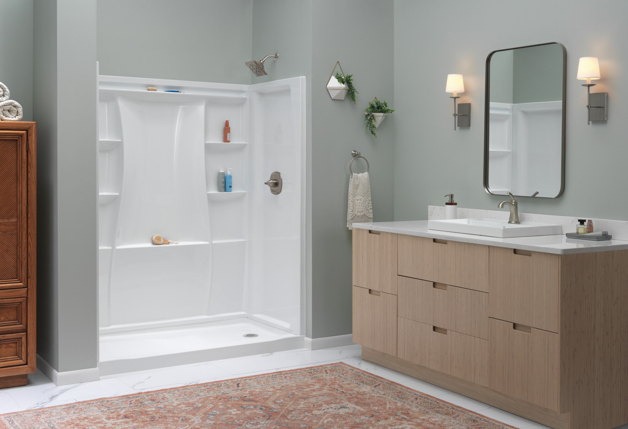 60x32 Alcove Shower Bundle - Right in High Gloss White BVS2-C5152