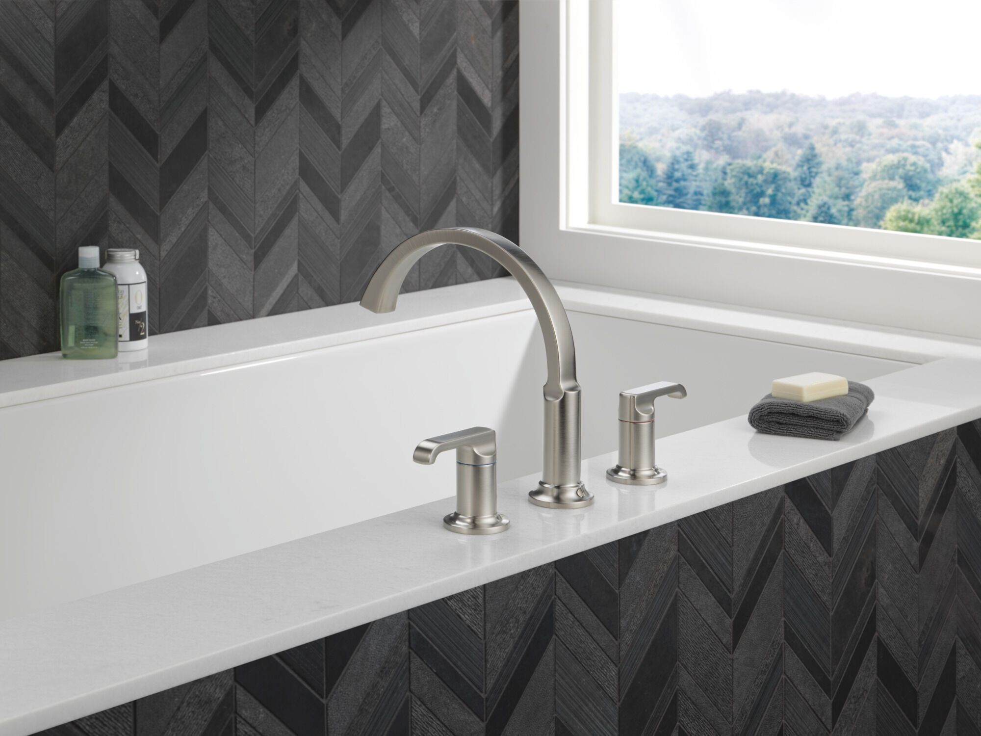 Roman Tub Handles - Lever in Lumicoat® Stainless H588SS-PR | Delta