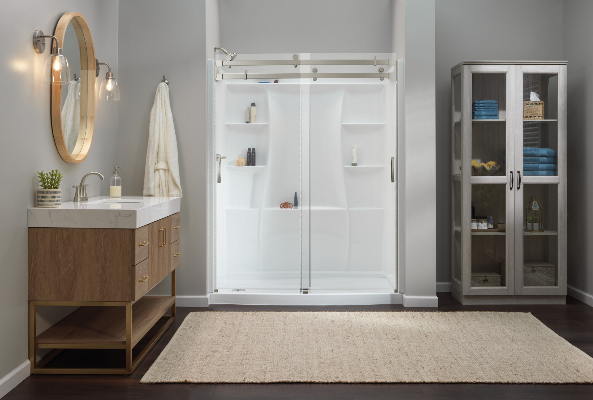 Two Handle Centerset Bathroom Faucet in Spotshield Brushed Nickel