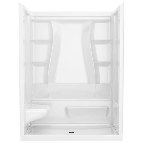 60x32 Alcove Shower Bundle - Left Seat Center Drain in High Gloss