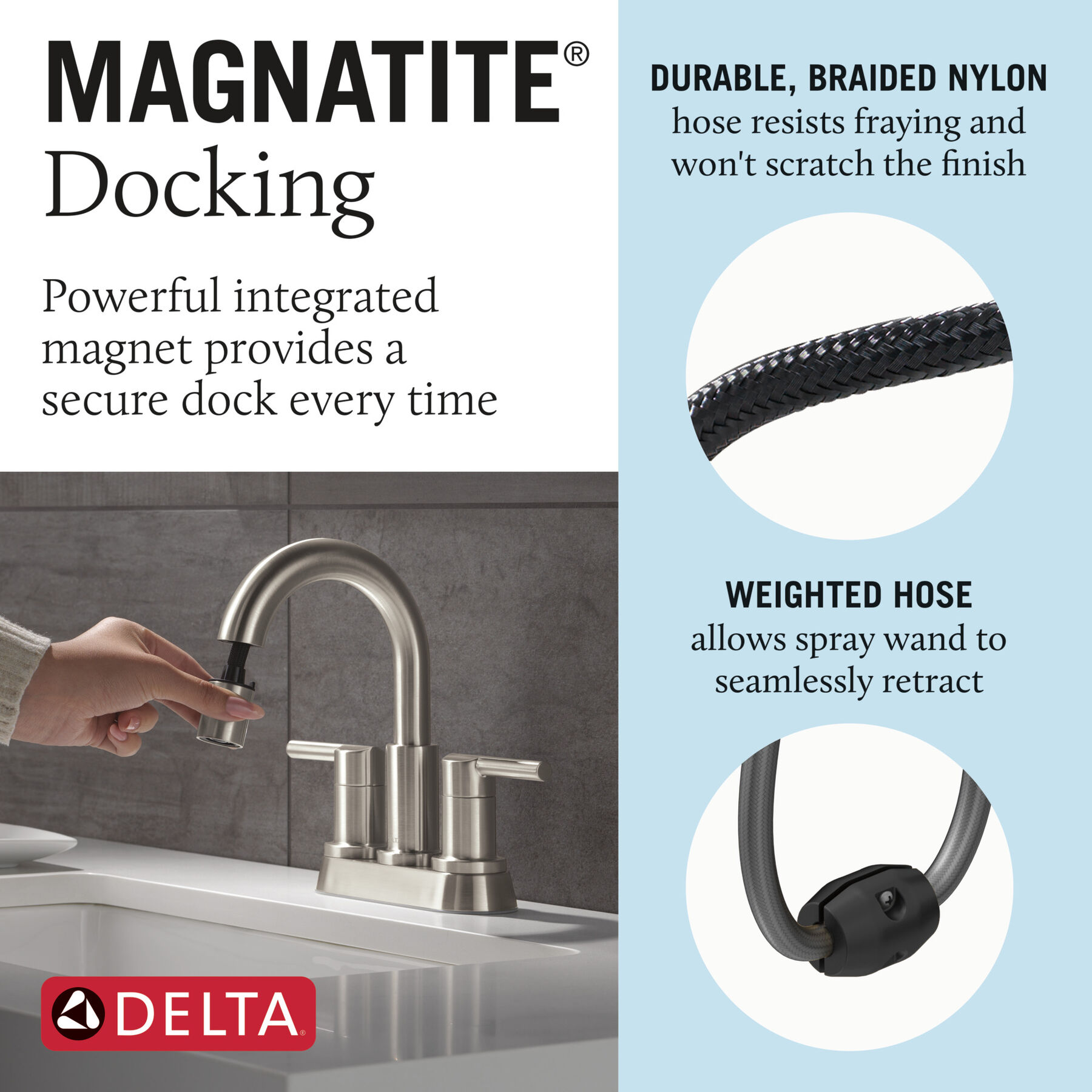 Two Handle Centerset Pull-Down Bathroom Faucet in Stainless 25749LF ...