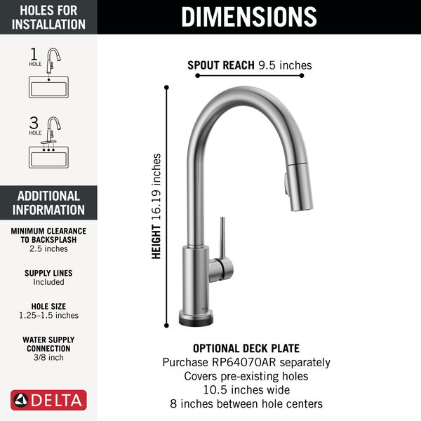 Single Handle Pull Down Kitchen Faucet With Touch2o Technology 9159t Ar Dst Delta Faucet