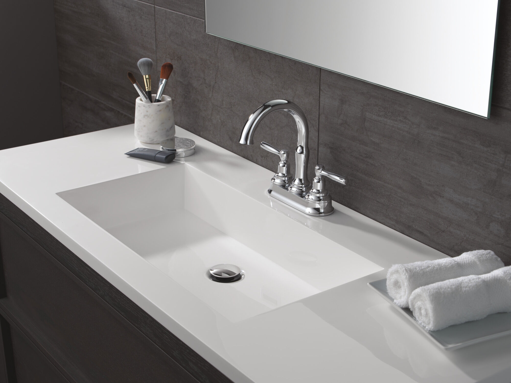 Two Handle Centerset Bathroom Faucet in Chrome 25985LF | Delta Faucet