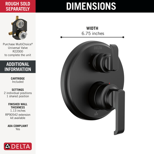14 Series Integrated Diverter Trim 3Set (Recertified) in Matte Black