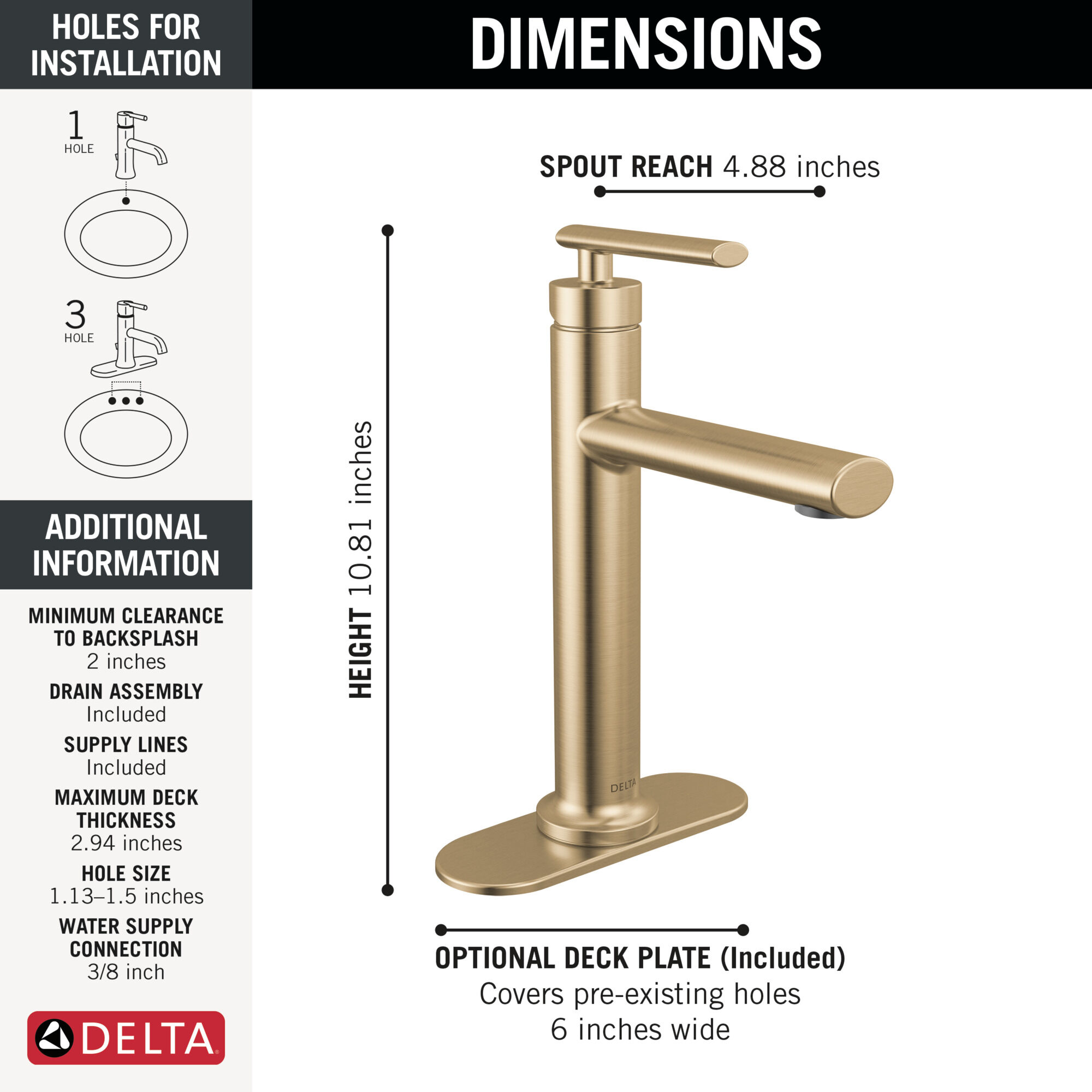 Single Handle Bathroom Faucet in Champagne Bronze 5442-CZMPU-DST