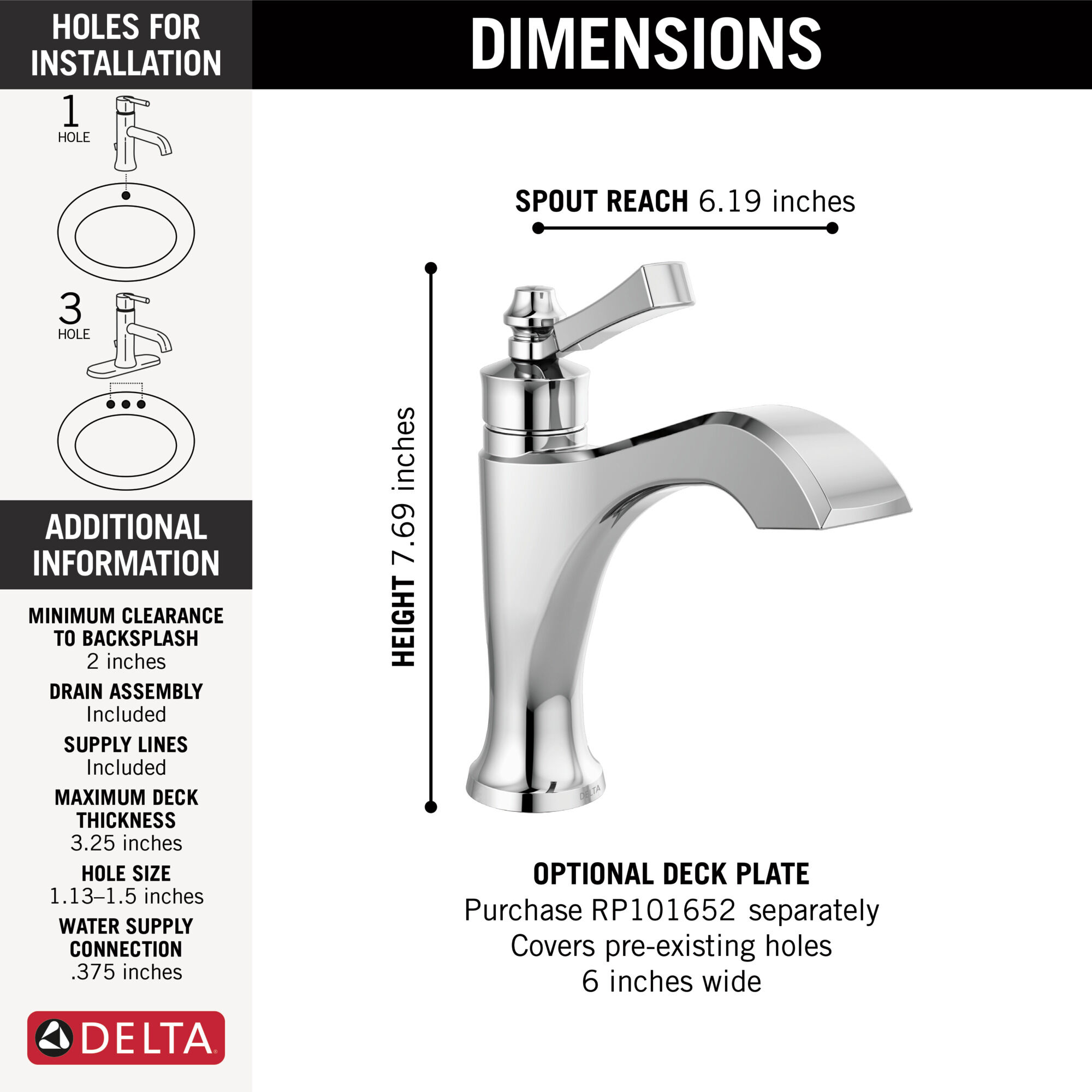 Single Handle Bathroom Faucet in Chrome 556-MPU-DST | Delta Faucet