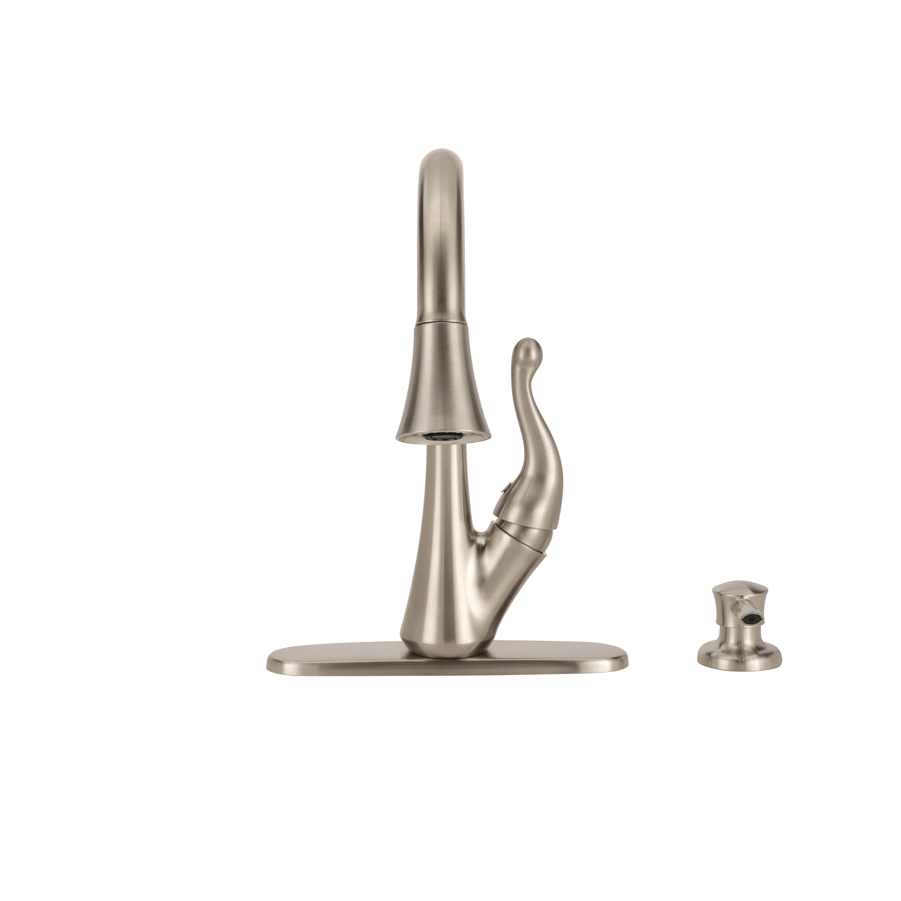 Single Handle Pull-Down Kitchen Faucet with Soap Dispenser in