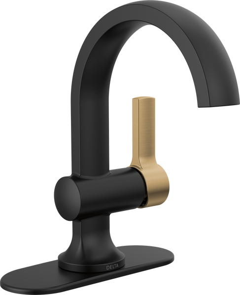 Single Handle Bathroom Faucet in Matte Black / Champagne Bronze