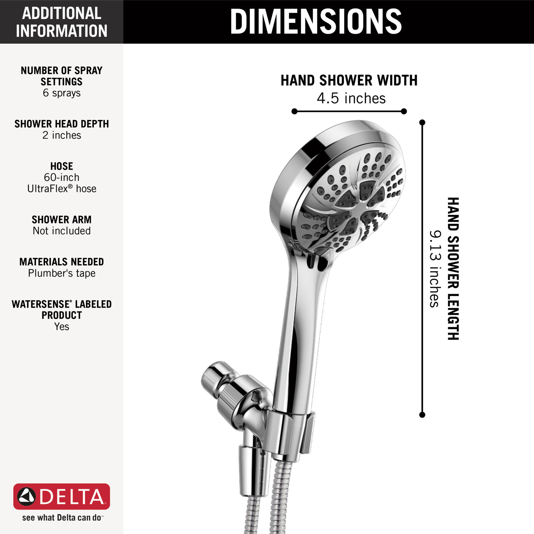 6Setting Hand Shower in Chrome 75605 Delta Faucet