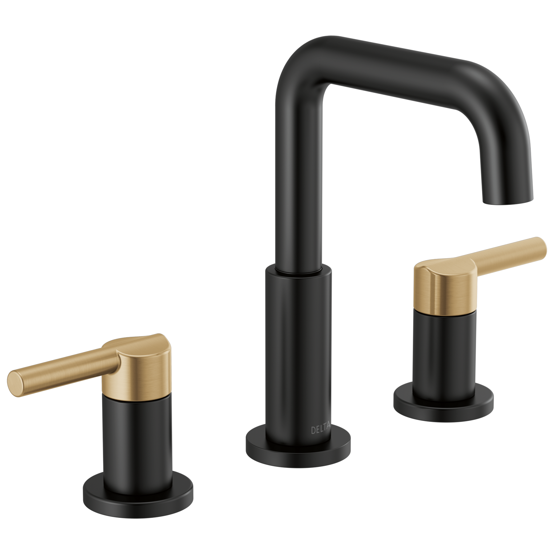 Two Handle Widespread Bathroom Faucet in Matte Black / Champagne