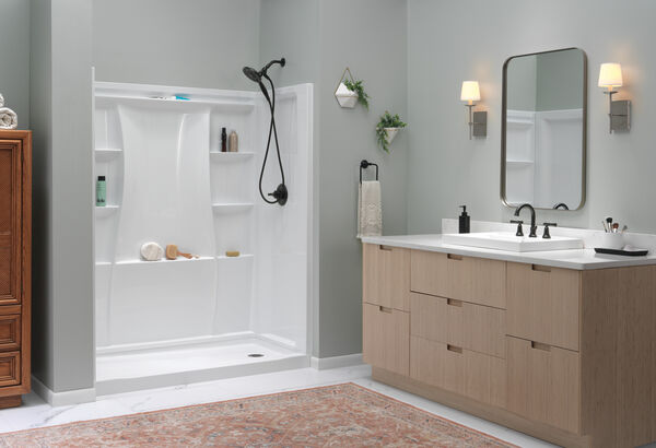 60 X30 Classic 500 Shower Wall In High Gloss White B12205 6030 Wh Delta Faucet - Fiberglass Bathroom Wall Sink