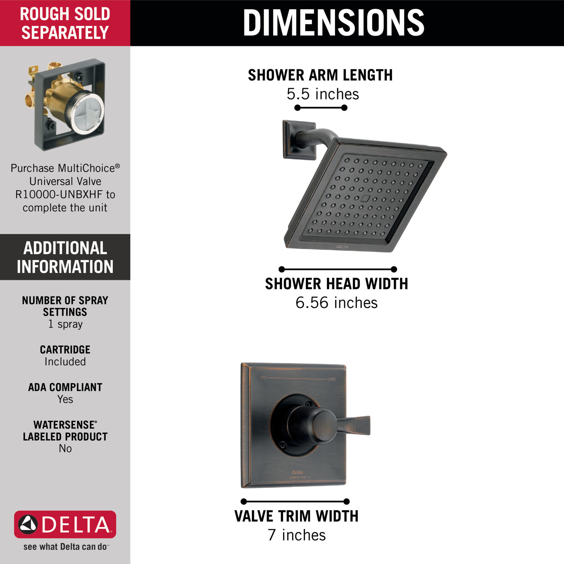 Monitor® 14 Series Shower Trim in Bronze T14251RB Delta Faucet