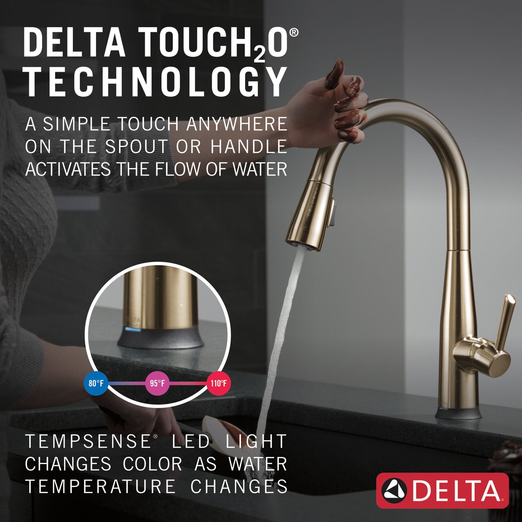 Single Handle PullDown Kitchen Faucet with Touch2O® Technology in
