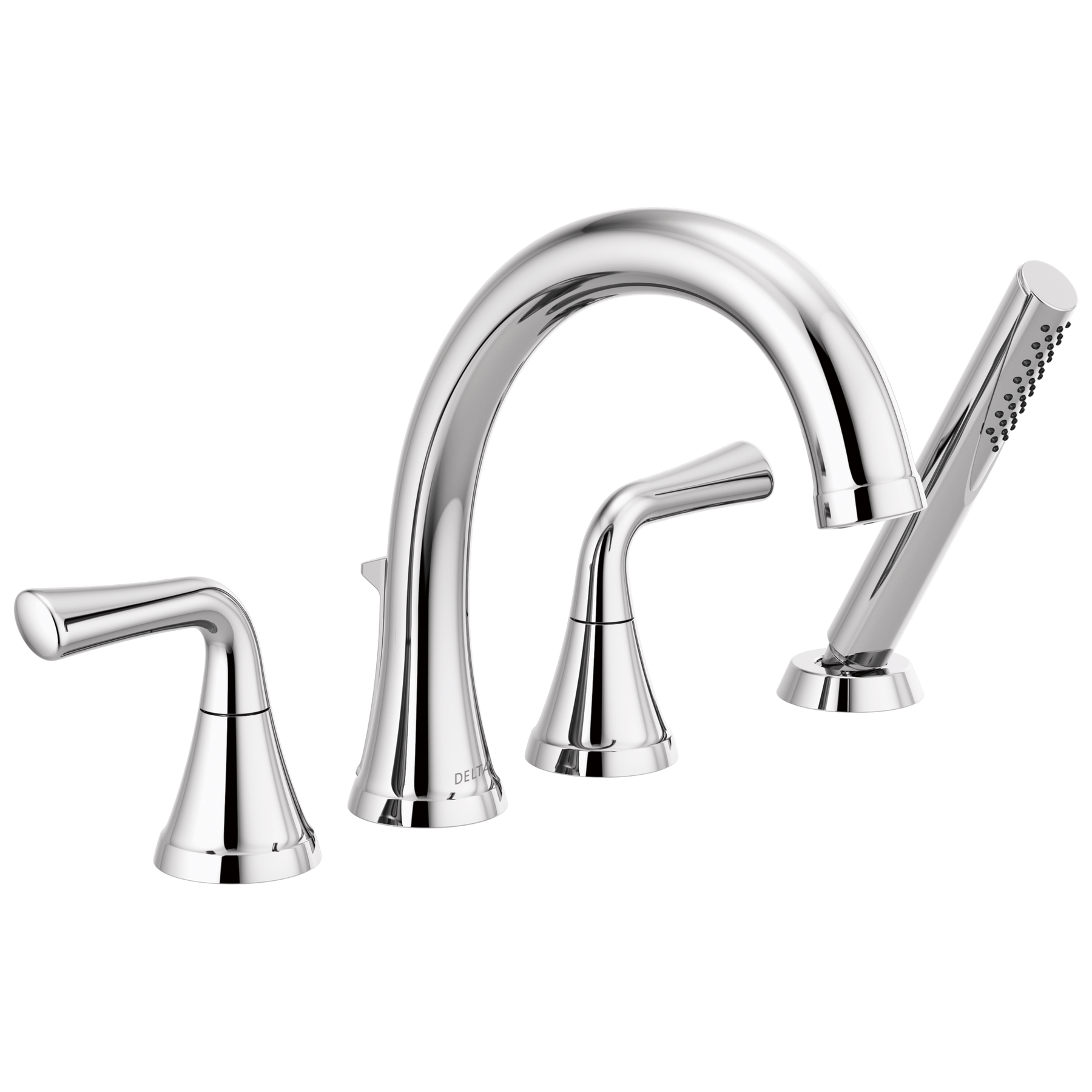Delta Faucet Dryden Roman Tub With Hand Shower - Polished Nickel 4-Hole Installation