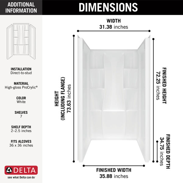 36" X 36" Shower Wall Set 40064 Delta Faucet