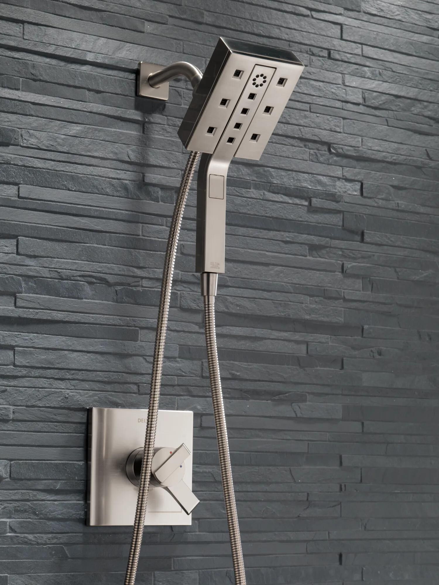 H2Okinetic® In2ition® 4-Setting Two-in-One Shower in Stainless H2Okinetic® In2ition® 4-Setting Two-in-One Shower in Stainless