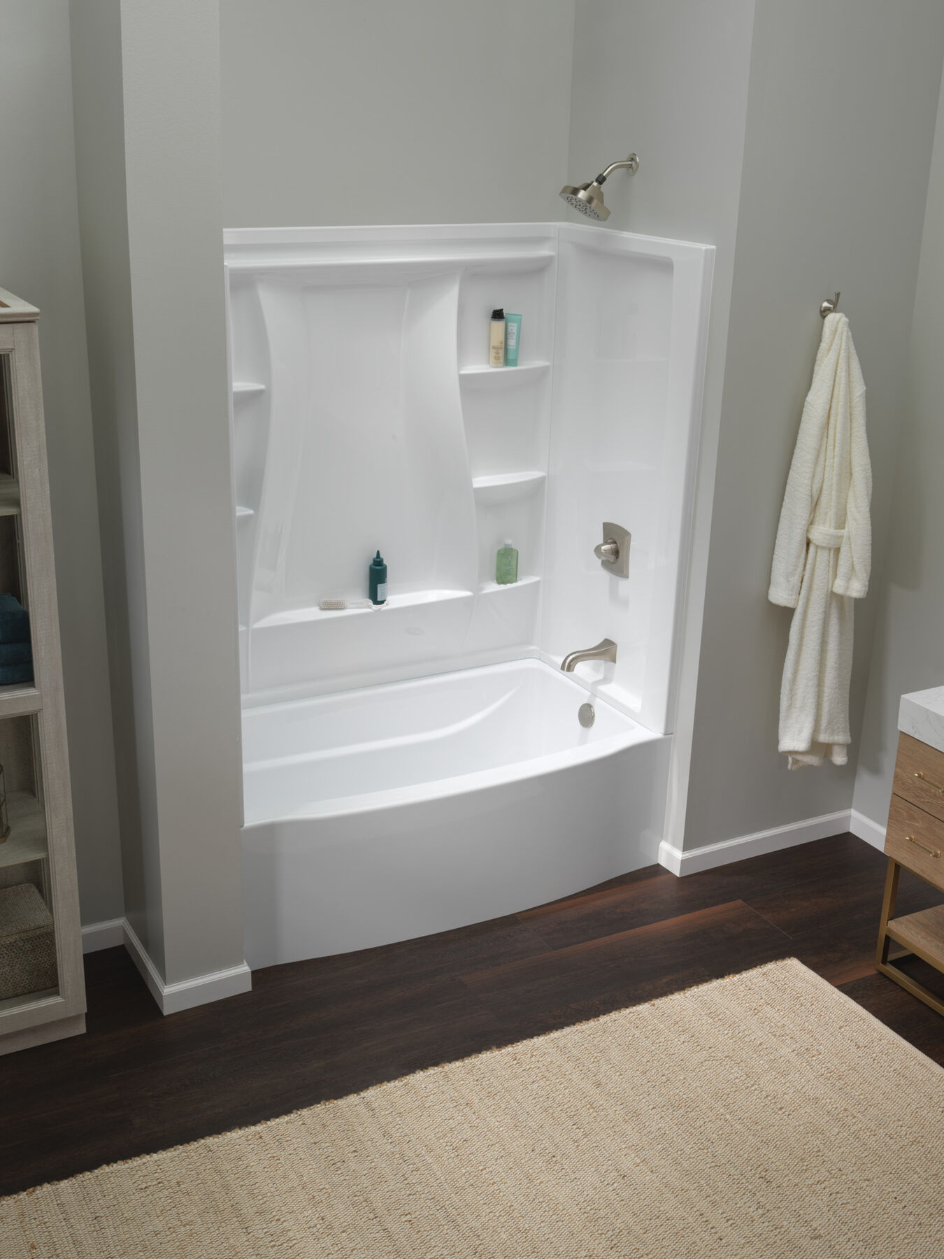 Classic 500 Curve Alcove Bathtub Right Drain 60x32" in High Gloss White